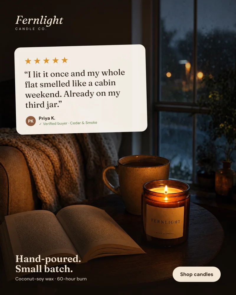 Sample candles ad for Fernlight